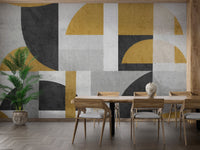 Monochrome geometric mural with bold tones, B423