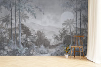 Soft grey jungle nature wall mural
