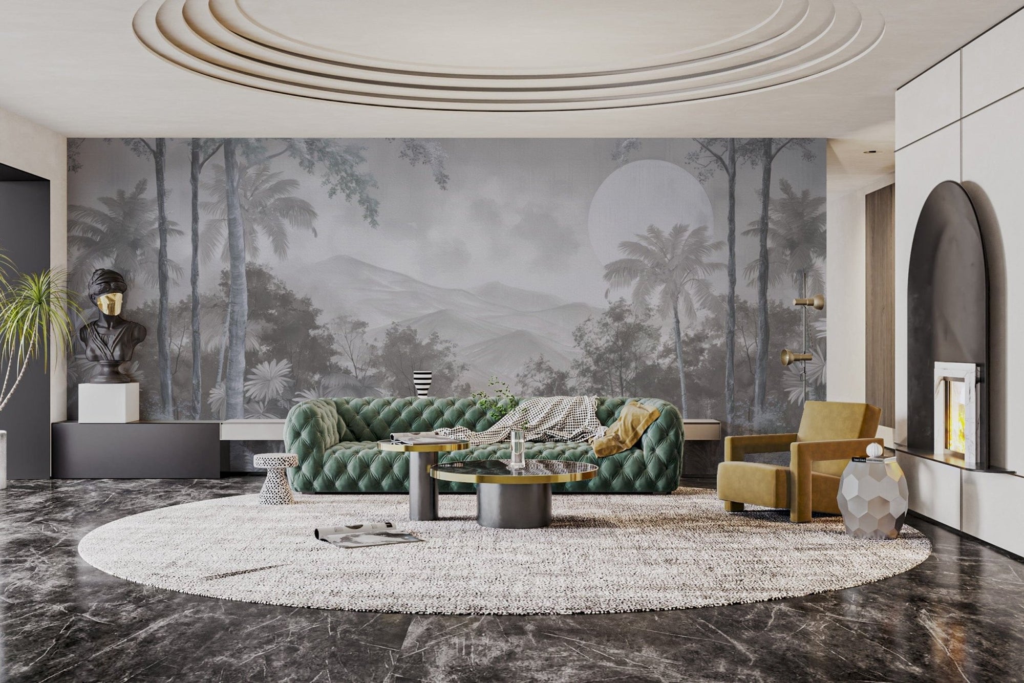 Grey jungle nature wallpaper design D129
