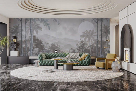 Grey jungle nature wallpaper design D129
