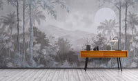 Grey forest landscape wallpaper mural
