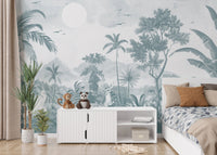 Monochrome Jungle Wildlife Nursery Wallpaper
