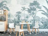 Elegant Jungle Wildlife Nursery Mural
