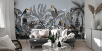 Playful Monochrome Jungle Wall Mural for Kids tropical-18