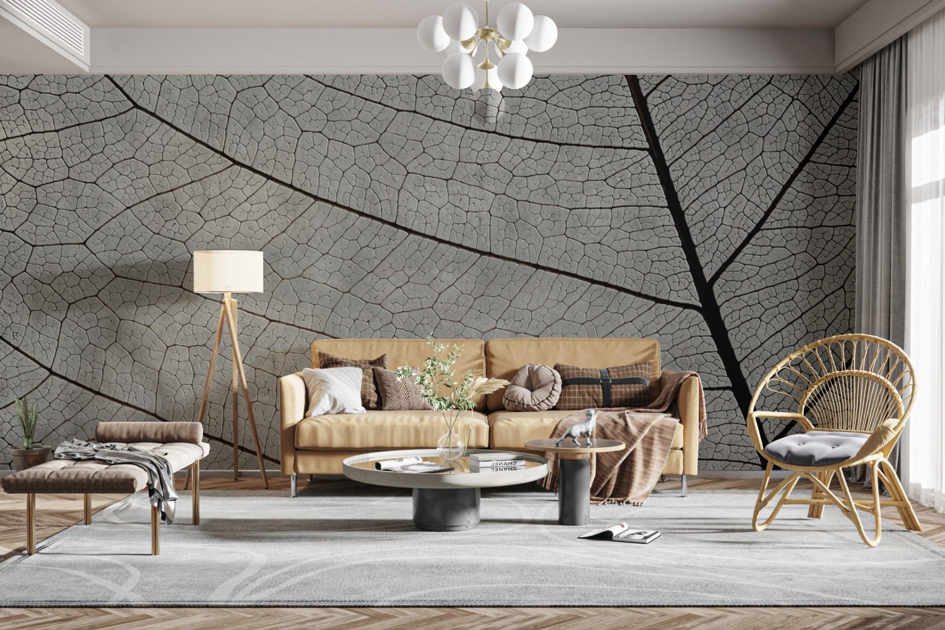"Stylish modern leaf texture wall decor"
