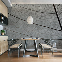 "Nature-inspired monochrome leaf wallpaper"
