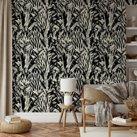 Close-up of a black and white leaf pattern

