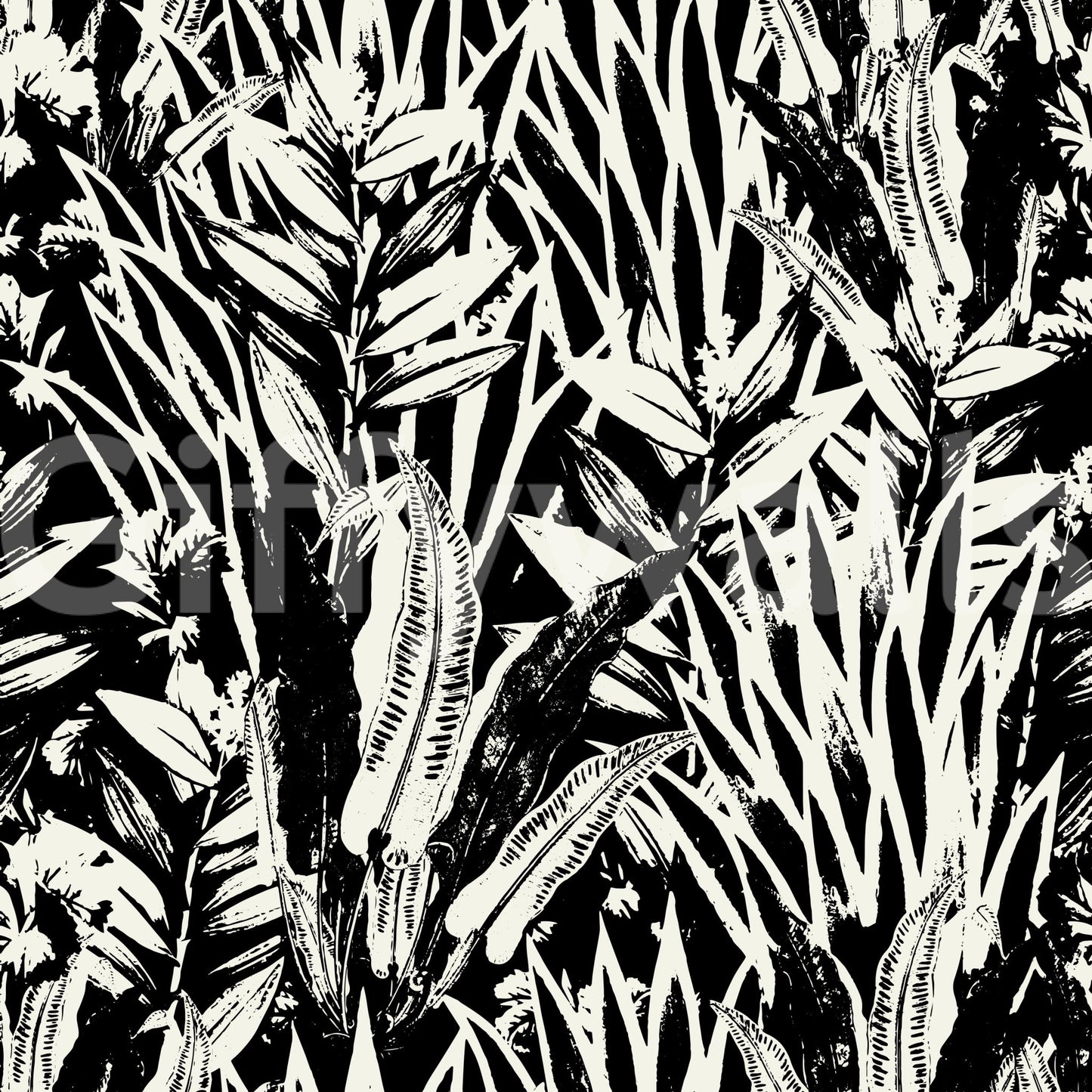 A seamless pattern of leaves on a wall

