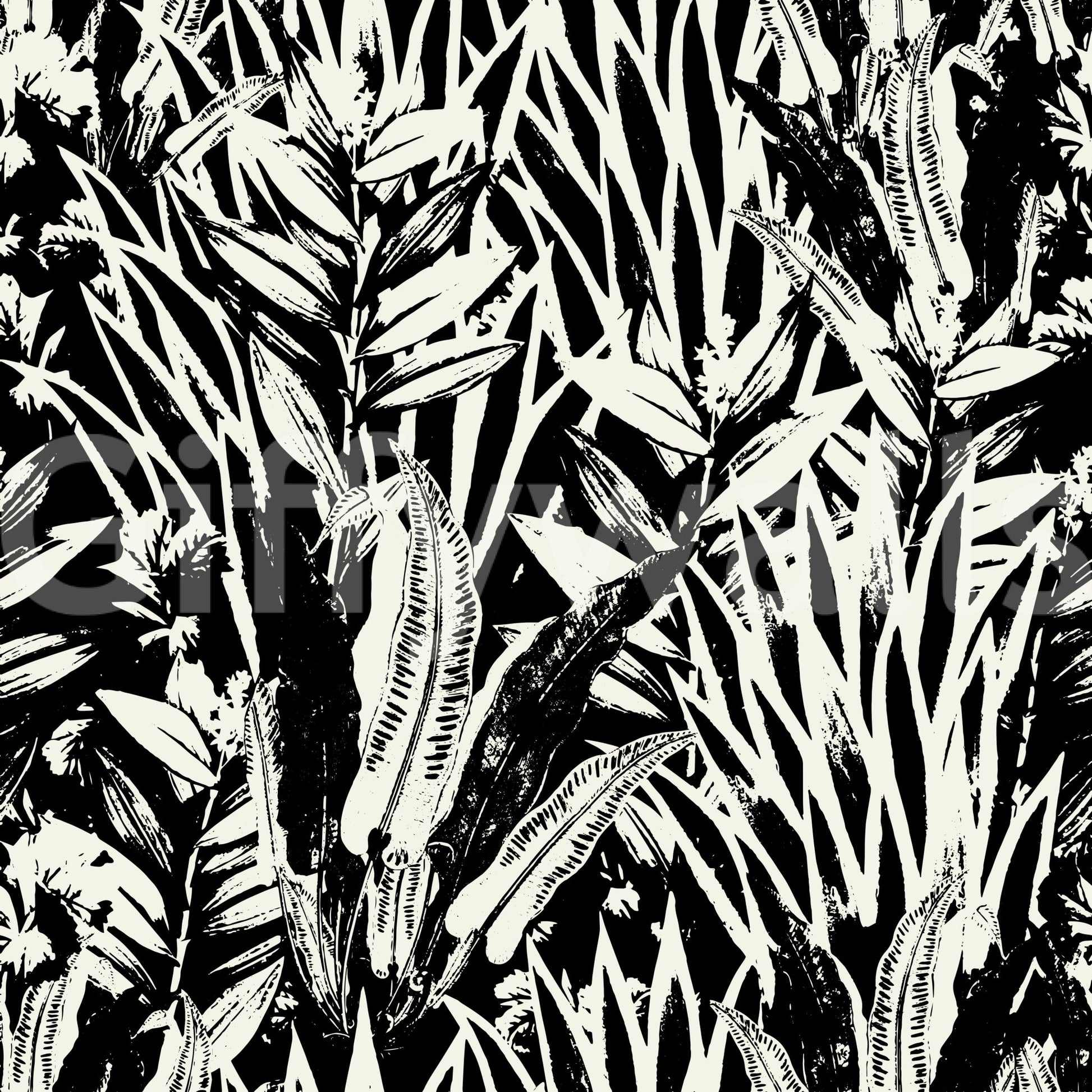 A seamless pattern of leaves on a wall

