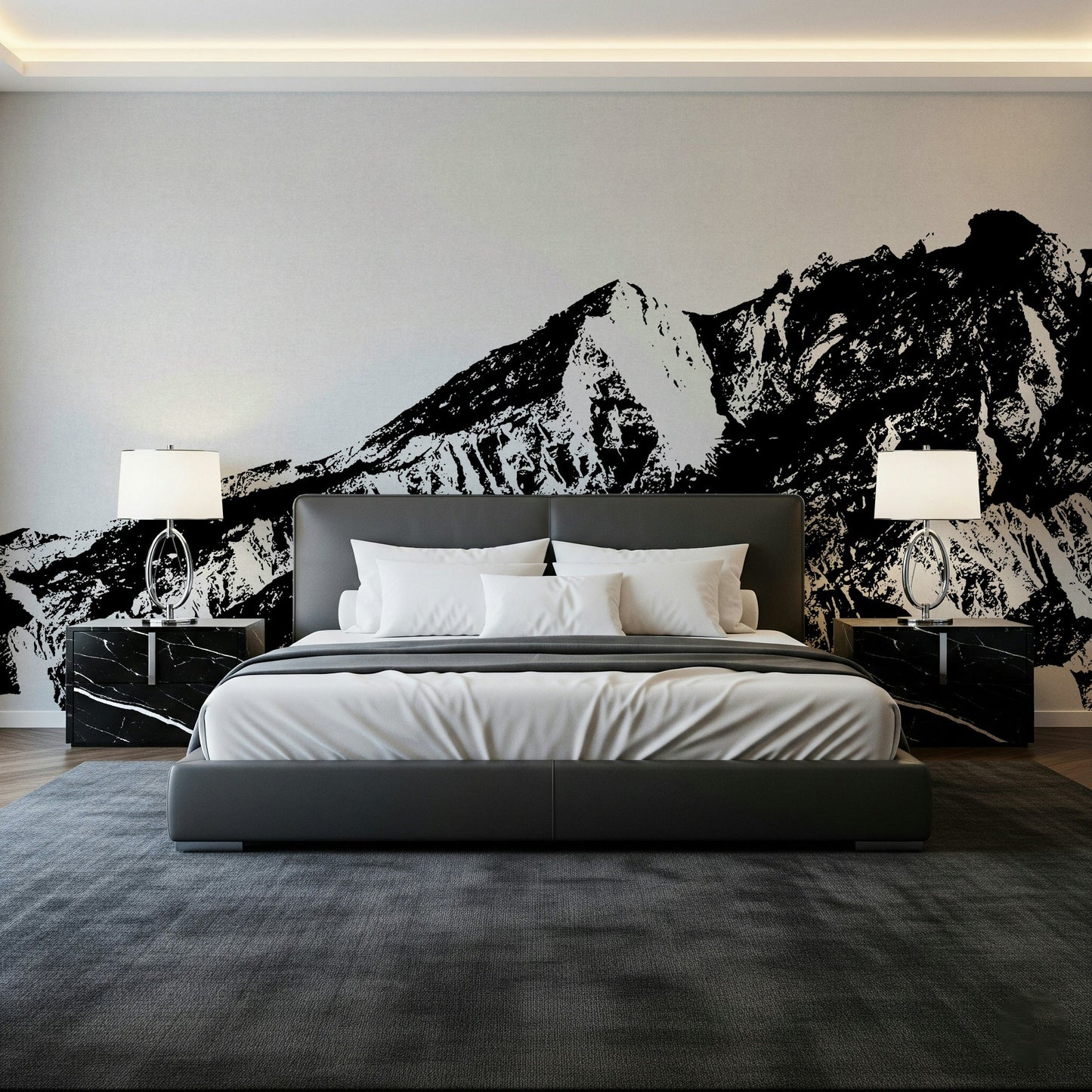 An artistic soft focus mural on minimalist wallpaper.