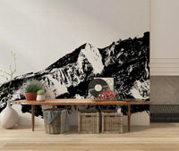 An artistic minimalist form mural for home decor.