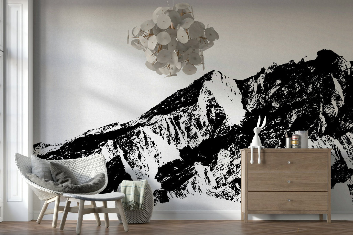 A contemplative gentle design wallpaper mural for a feature wall.