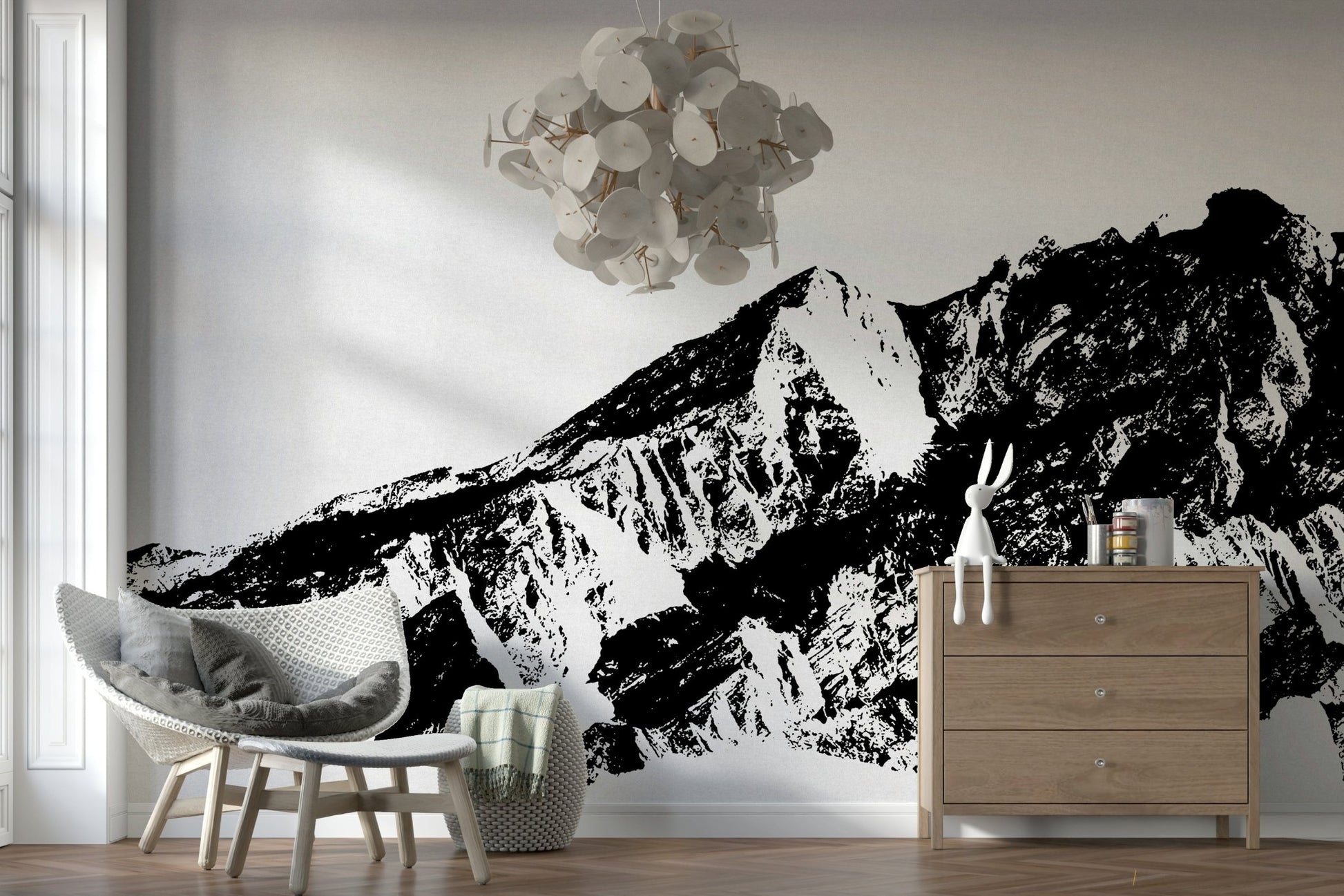 A contemplative gentle design wallpaper mural for a feature wall.