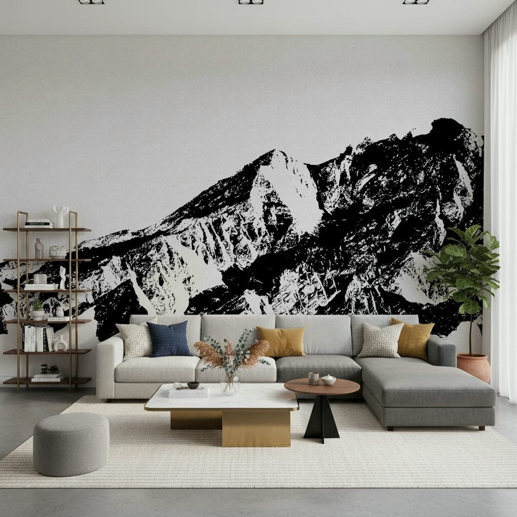 A calming abstract design wallpaper mural that defines a space.