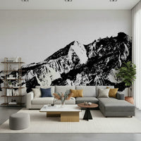 A calming abstract design wallpaper mural that defines a space.
