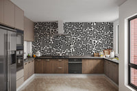 Chic Monochrome Geometric Maze Wallpaper Pattern