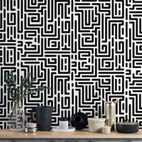 Elegant Monochrome Geometric Maze Wall Decor