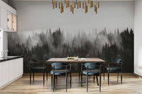 Dark woodland mist tree wallpaper
