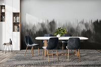 Foggy black and white forest wallpaper
