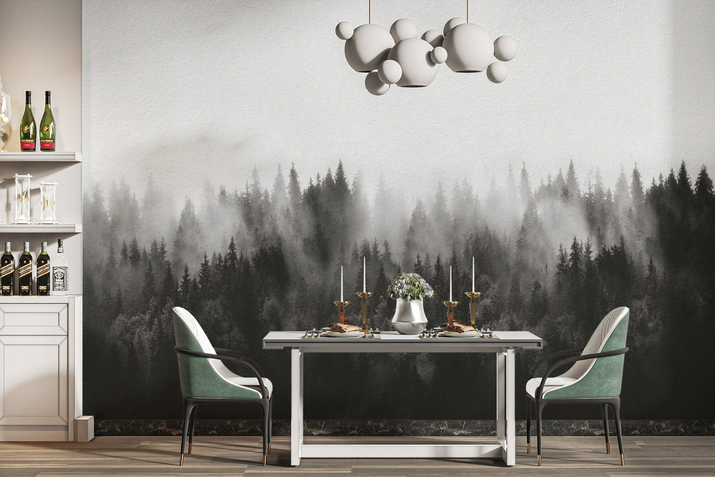 Monochrome Misty Forest Wallpaper