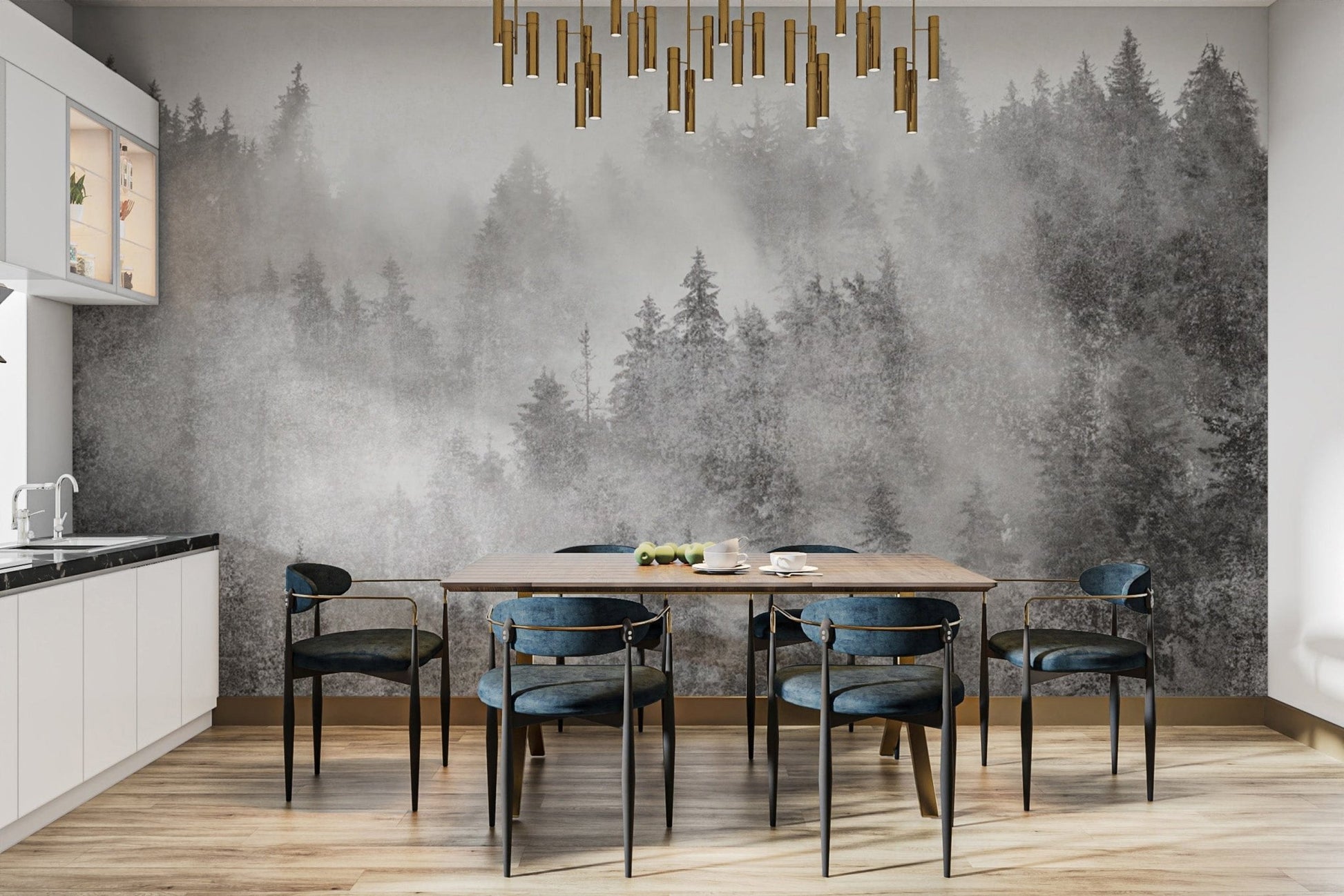 Atmospheric misty forest wallpaper
