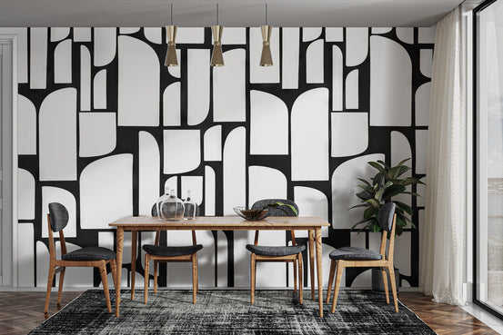 Stylish Monochrome Mosaic mural completes your dining room. C370