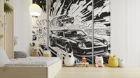 Vintage Monochrome Muscle Car Wallpaper for Walls