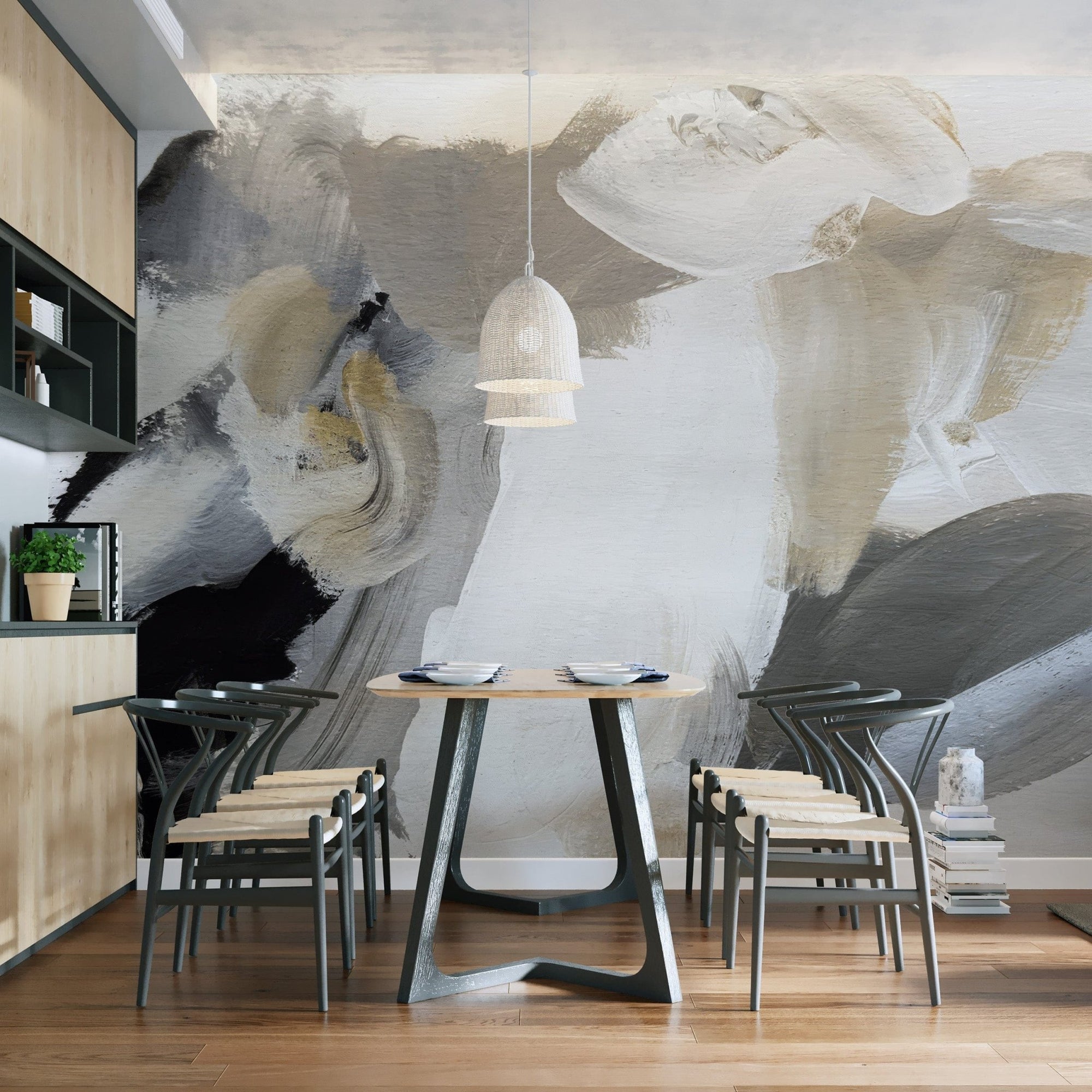 Abstract monochrome mural wallpaper C316
