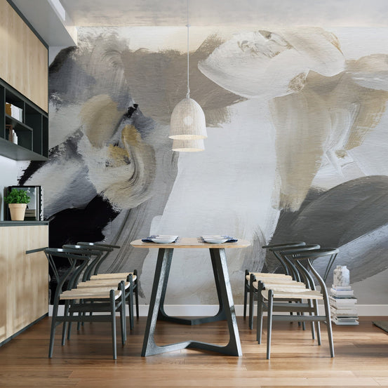 Abstract monochrome mural wallpaper C316

