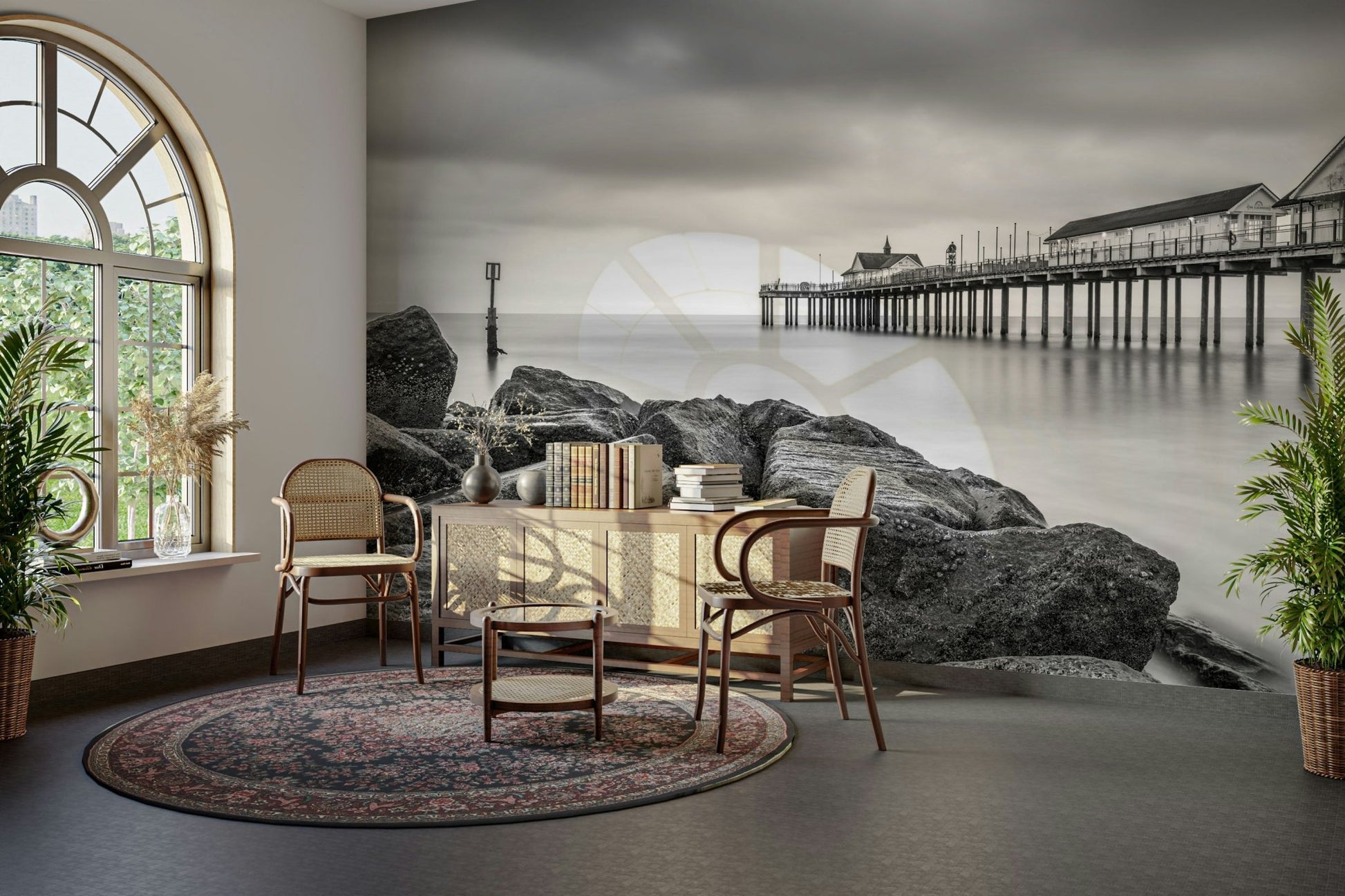Classic pier view wallcovering
