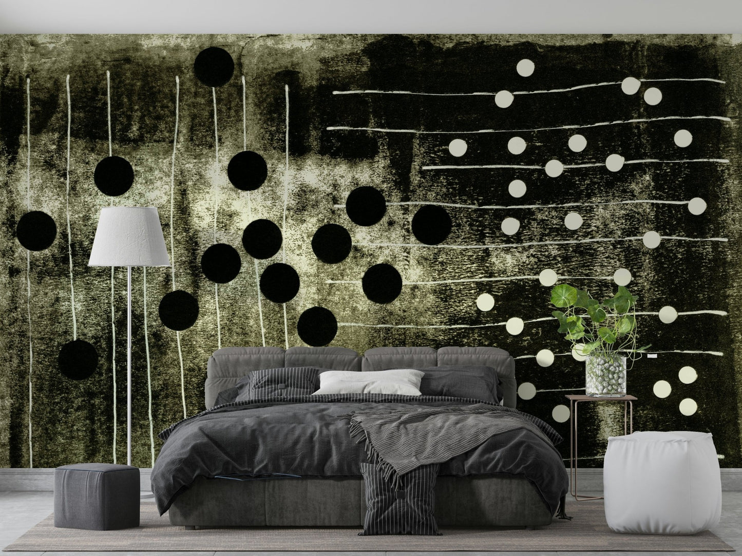 A contemplative geometric design wallpaper mural for a feature wall.


