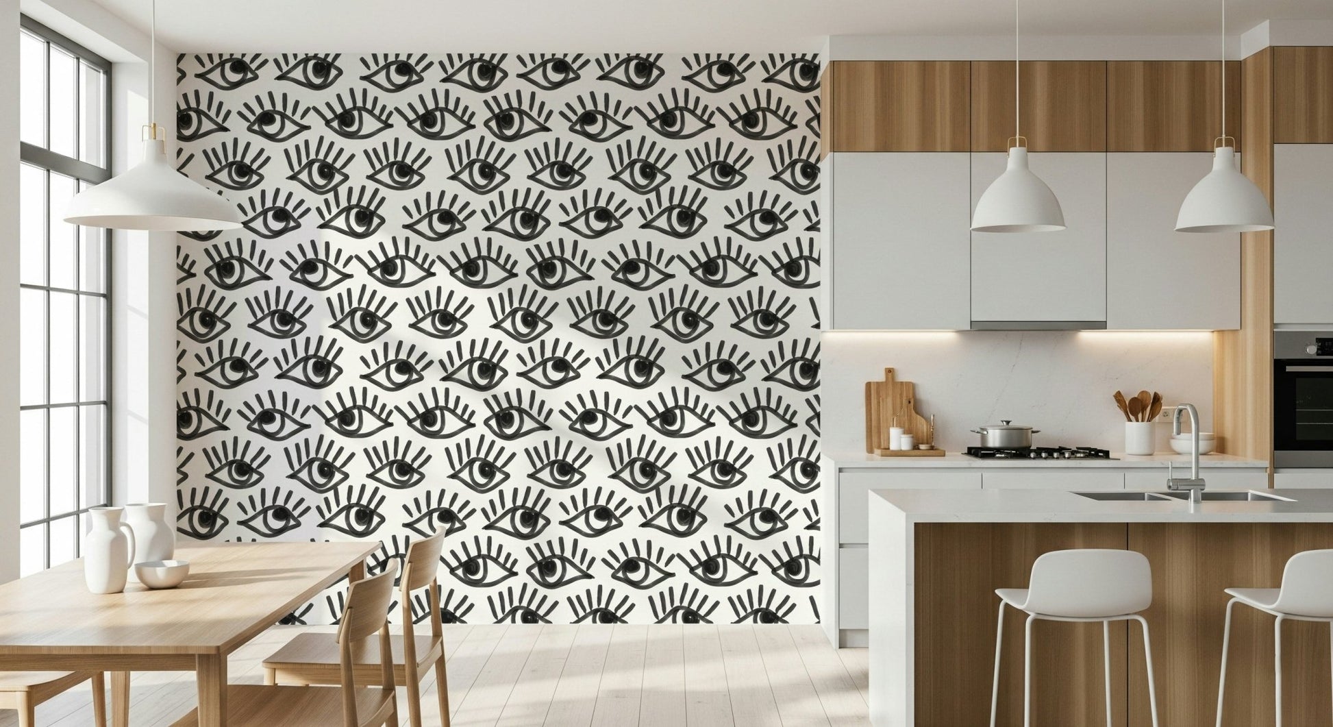 A graceful subtle pattern wall mural in cool, neutral tones.