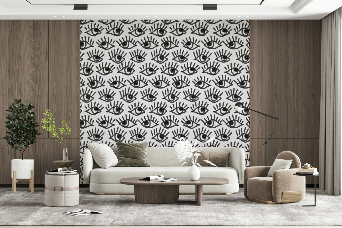 A contemplative gentle design wallpaper mural for a feature wall.
