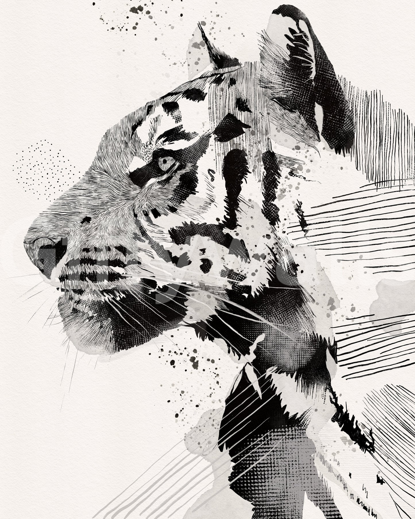 Tiger Ink Portrait Wall Mural