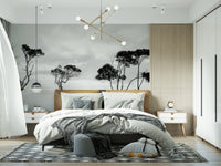 A tranquil monochrome treescape wall mural for your decor.


