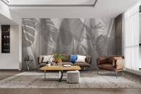 Neutral-toned tropical leaves wall 

