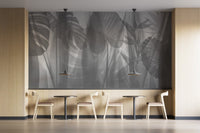 Modern botanical wallpaper in monochrome
