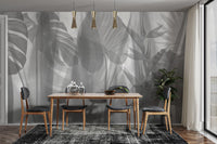 Layered tropical leaves wall covering

