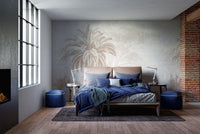 Muted-tone tropical foliage wall décor
