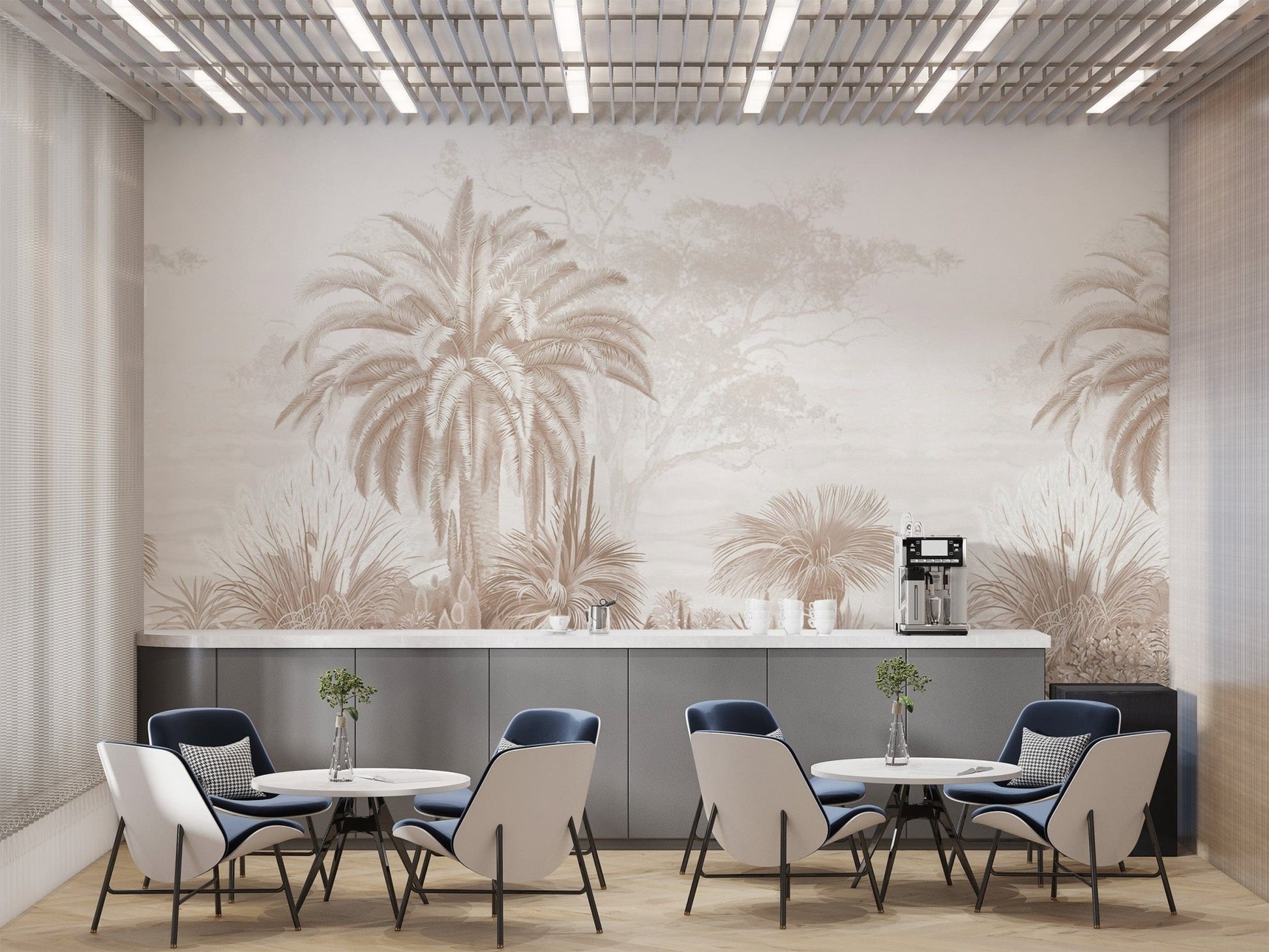 Classic palm tree illustration mural
