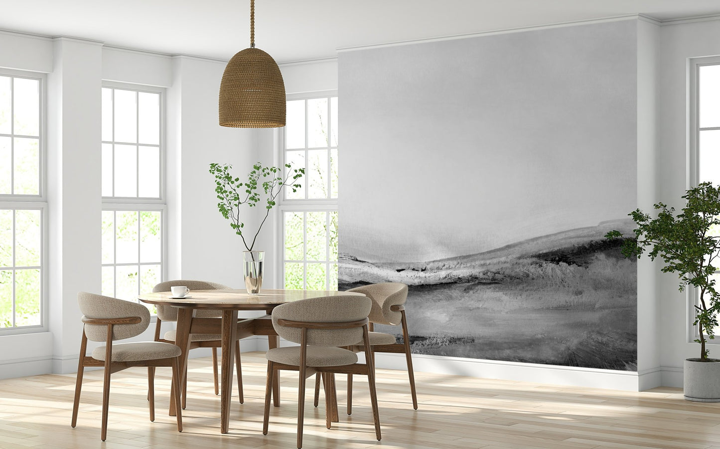 An artistic soft focus vista mural on scenic wallpaper.