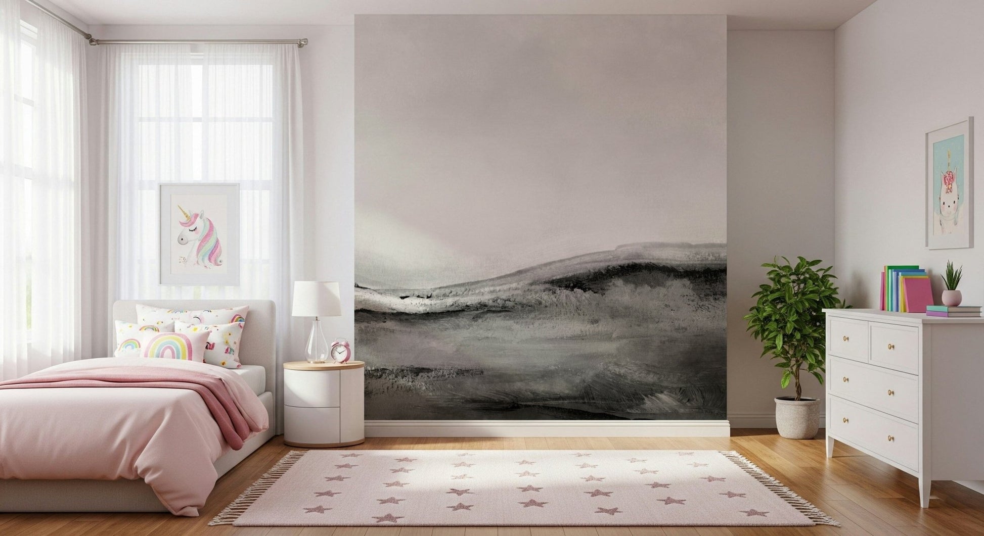 An artistic nature inspired mural for home decor.