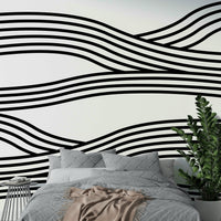 Flowing wave wallpaper with monochrome palette


