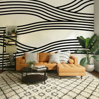Monochrome rhythm wall mural for creative spaces

