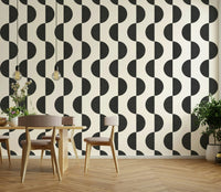 The Monochrome Wave mural makes a sophisticated and soothing statement.

