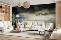 Atmospheric woodland mist Woodland Veil wall panel wallpaper.
