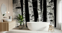 Striking Monochrome Woods design, elegant wall mural for home.
