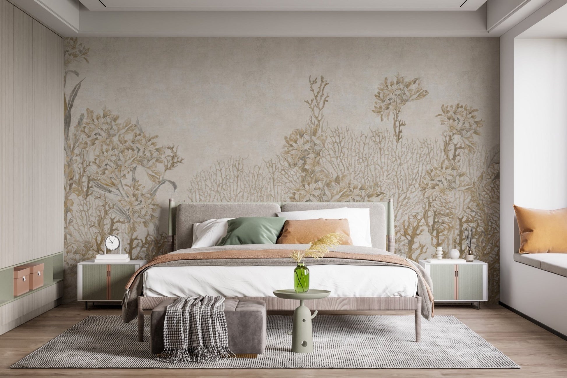 Monotone Sepia Flowers Shaded Wallpaper Murals - Giffywalls