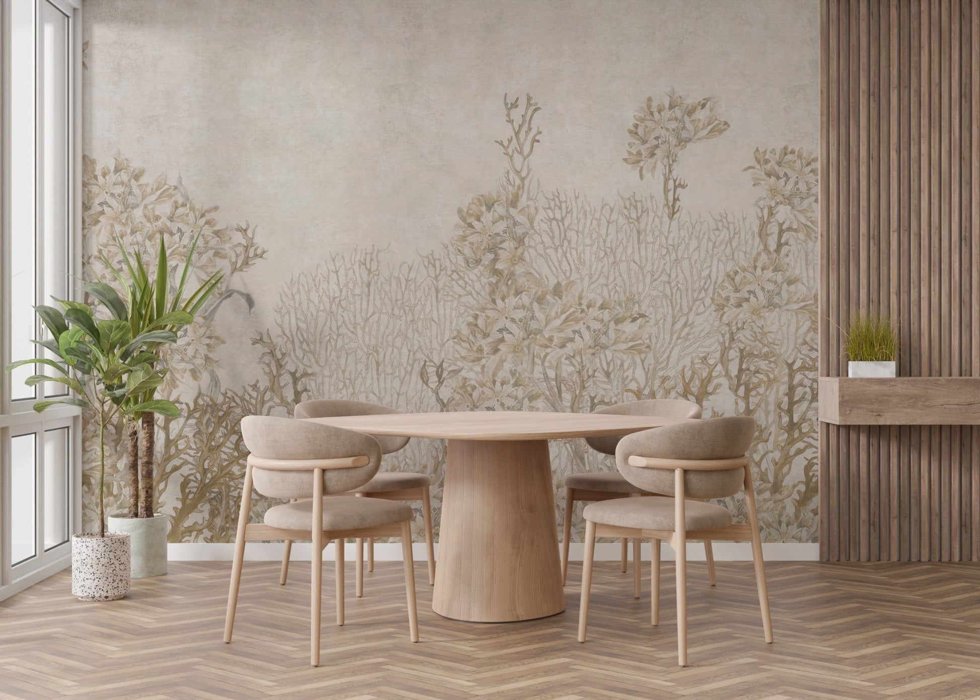 Monotone Sepia Flowers Shaded Wallpaper Murals - Giffywalls