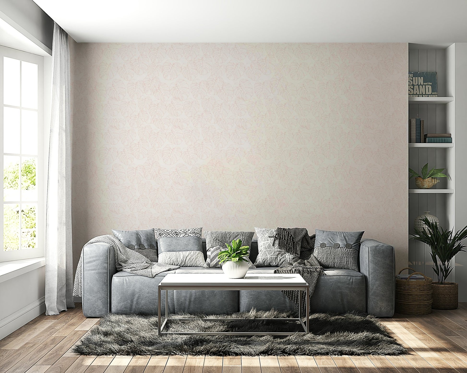 Scenic wallpaper with cartoon shapes and colors

